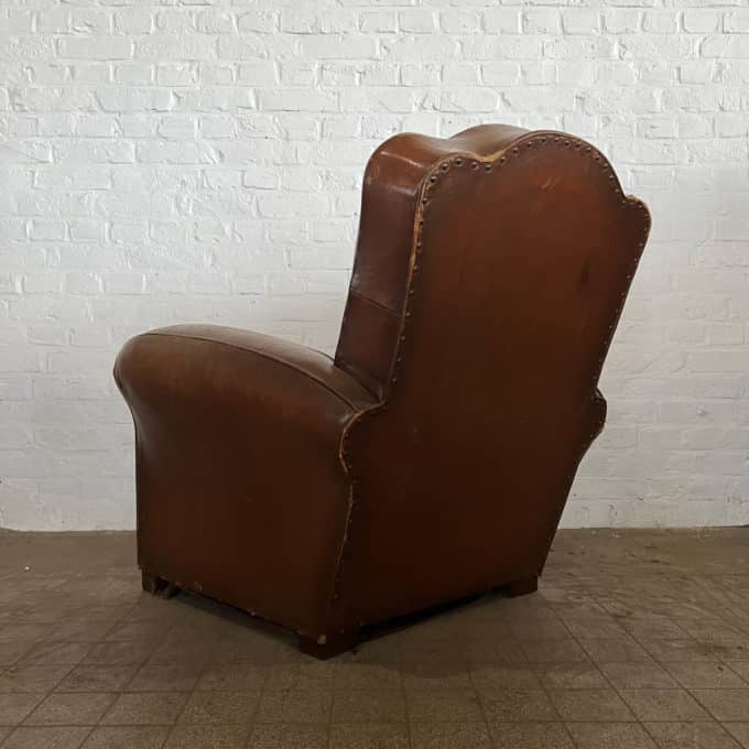 Vintage leather moustache club chair