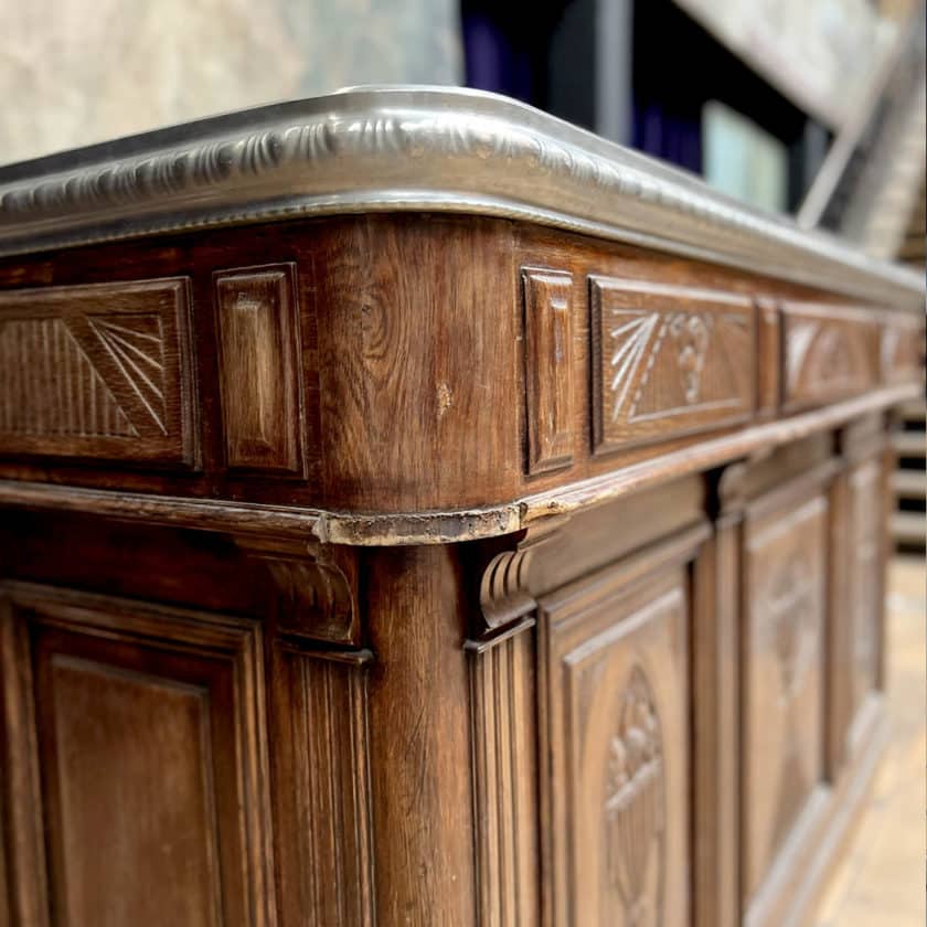 Art deco bar counter with pewter runner