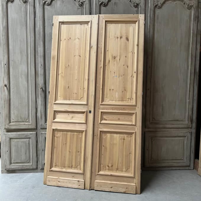 Double Haussmann-style stripped cupboard door 145x264cm