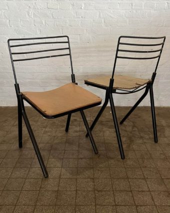 Steel and wood chair set
