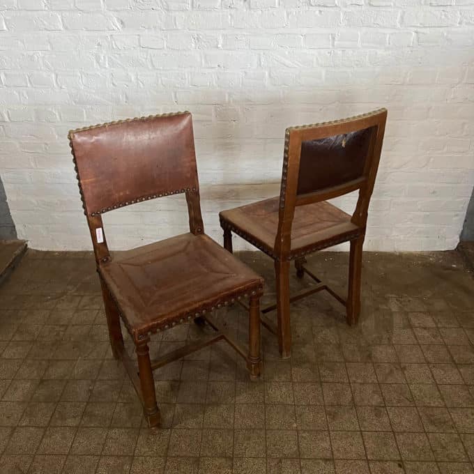 Set of leather chairs with studs top