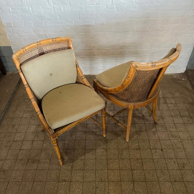 Pair of rattan top chairs