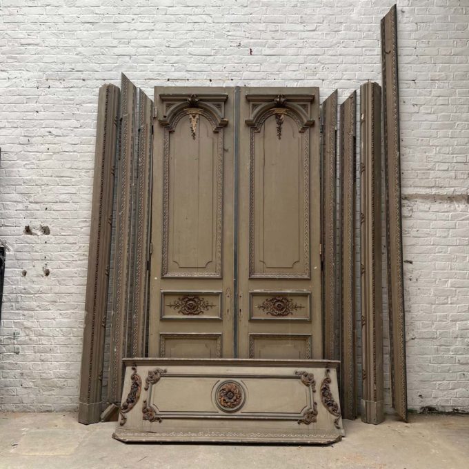 Double door with transom and front frame