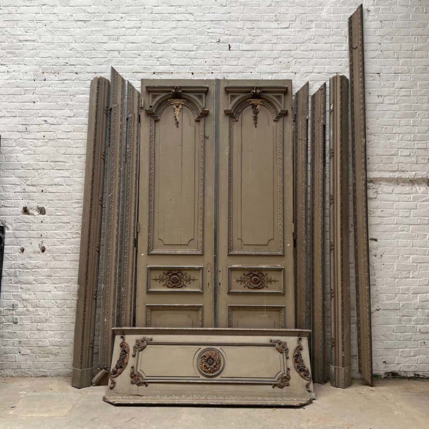 Double door with transom and front frame