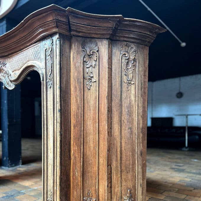 Louis XV style oak mantel details