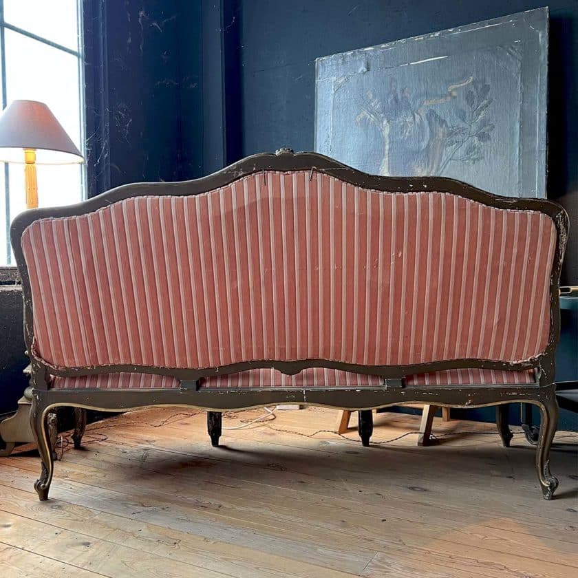 Antique Louis XV style bench seat back zoom