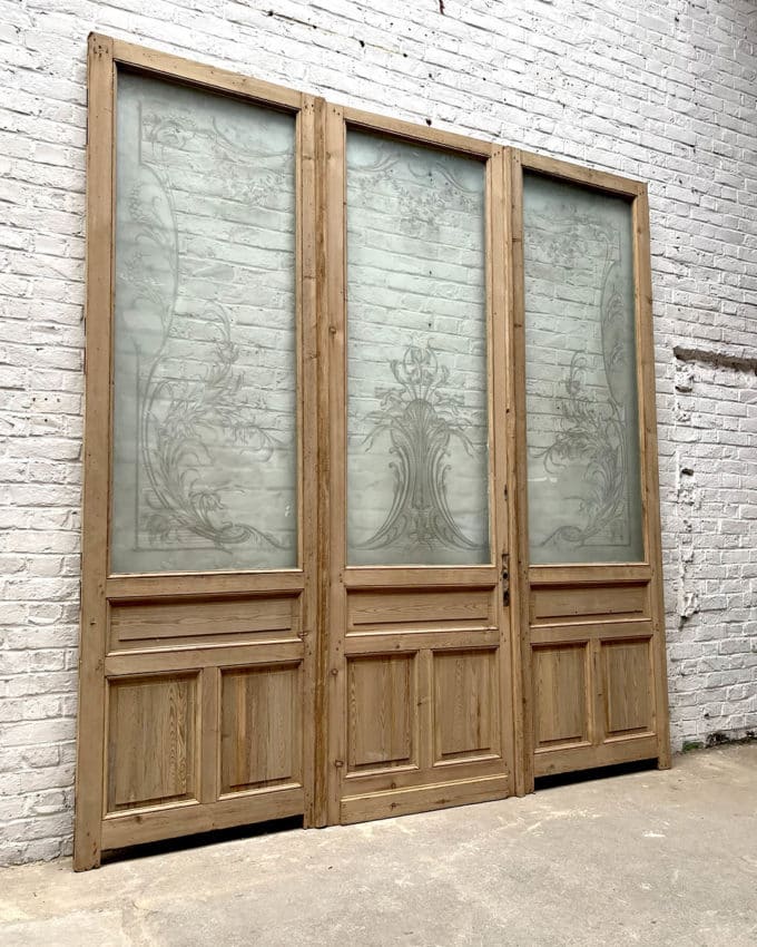 Etched glass triptych