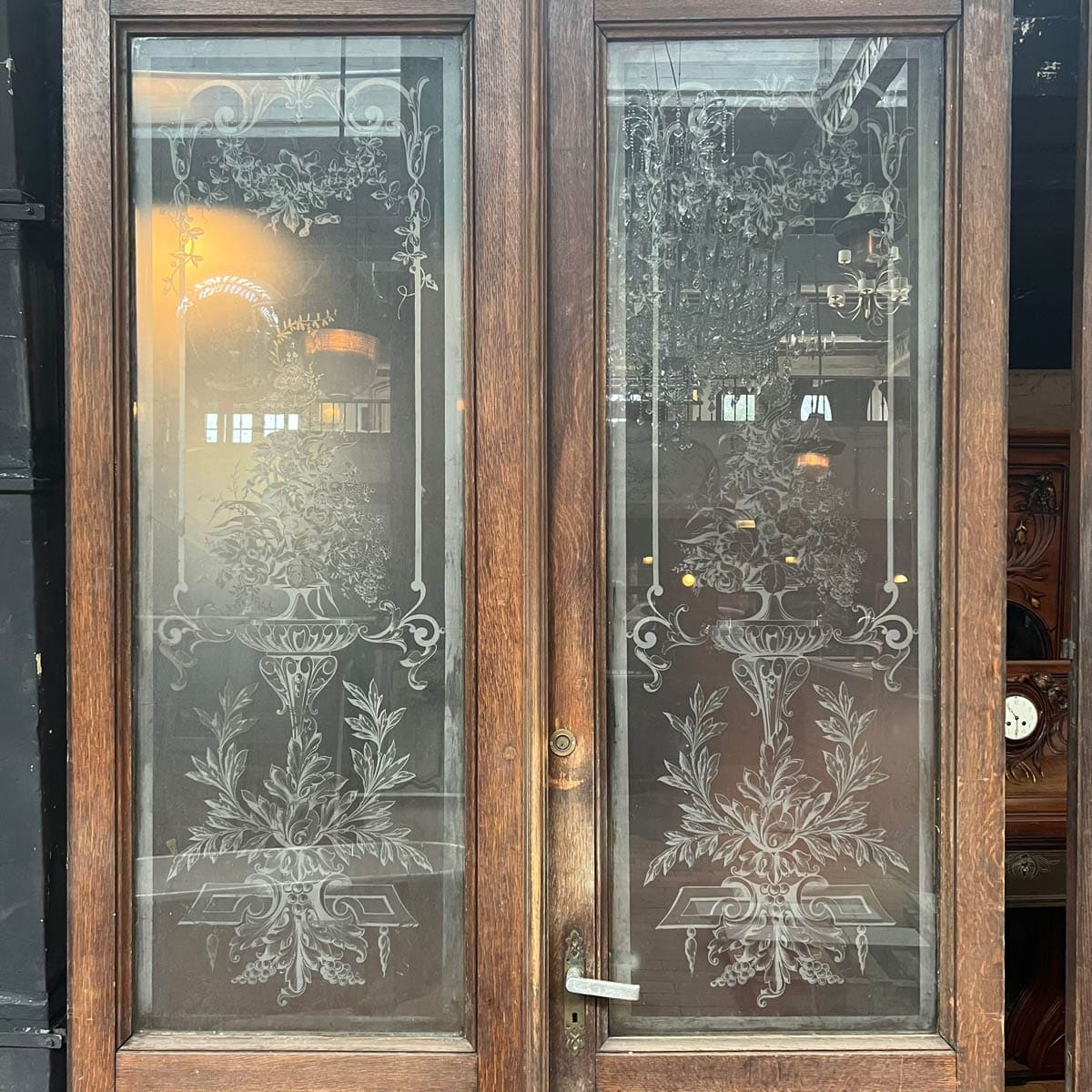 Paire de double portes avec verre gravé 155x300cm8 | Matériaux Authentiques Paire de double portes avec verre gravé 155x300cm