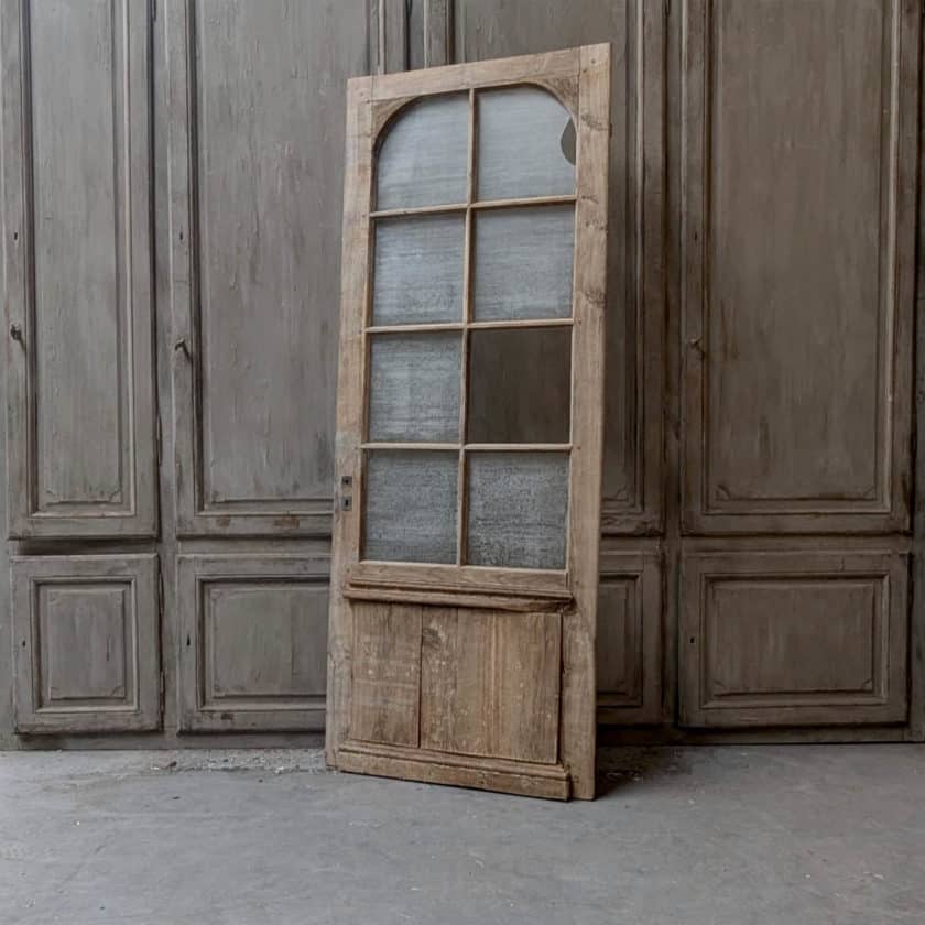 Antique oak glass door 91x236cm