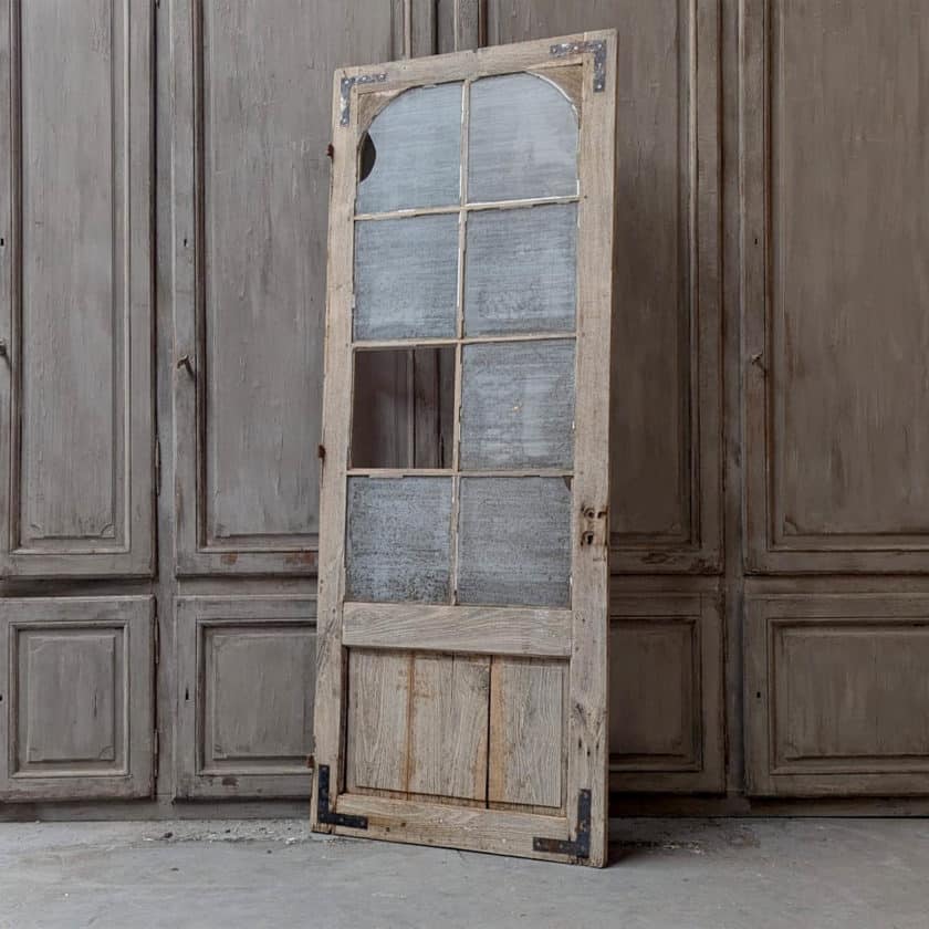 Antique oak glass door 91x236cm