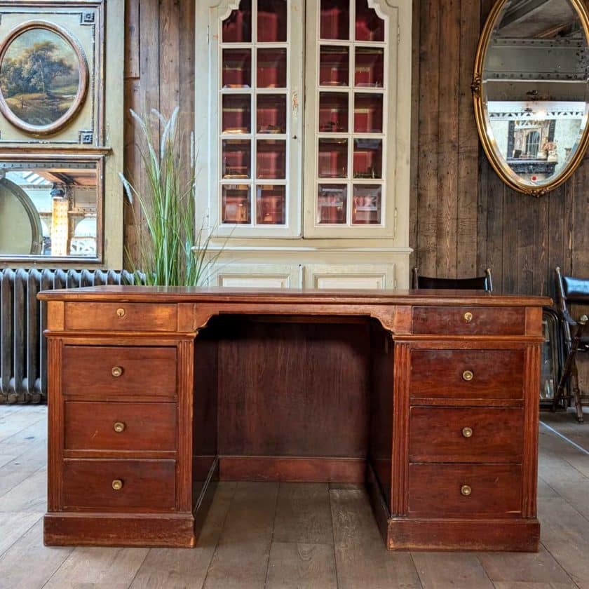 Desk with front leather top