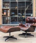 Armchair and ottoman in the style of Charles Eames