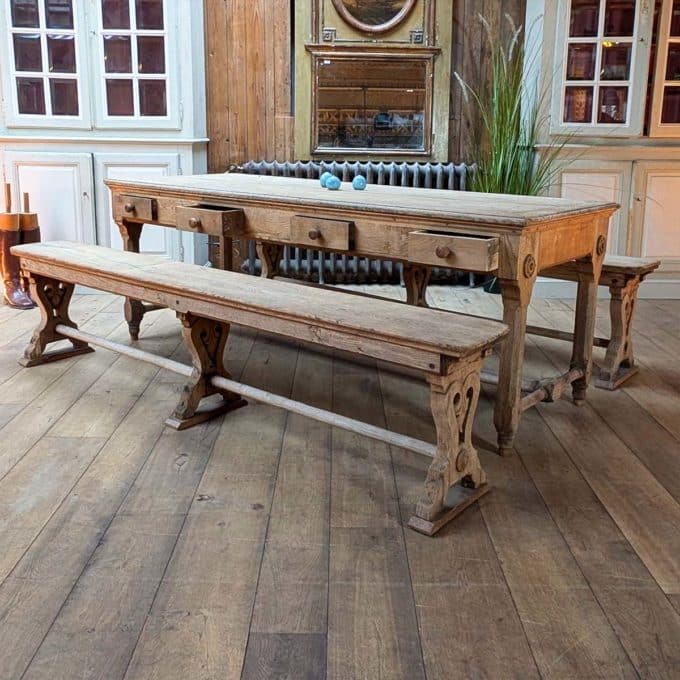 Convent table with pair of benches 1