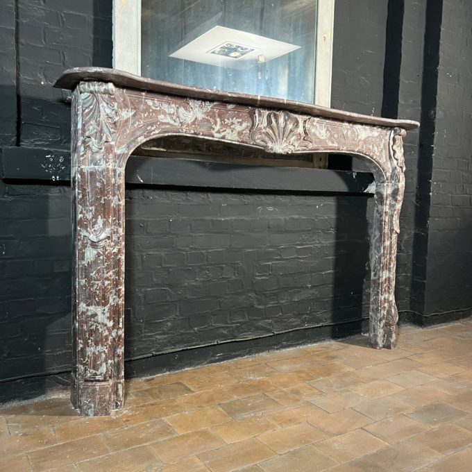 Red marble mantel side