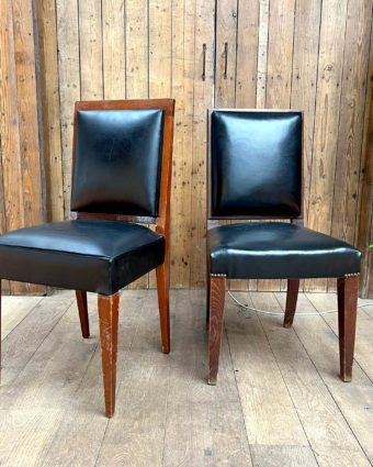 Set of 8 chairs, square back, imitation leather upholstery