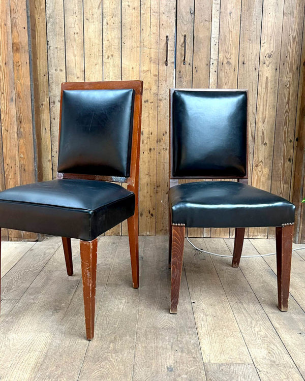 Set of 8 chairs, square back, imitation leather upholstery