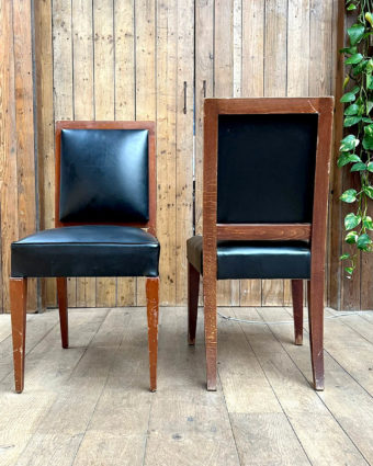 Set of 8 chairs, square back, imitation leather upholstery