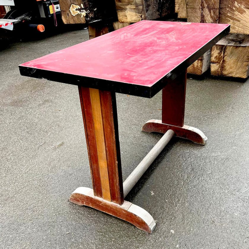 Red Formica table for 4 people