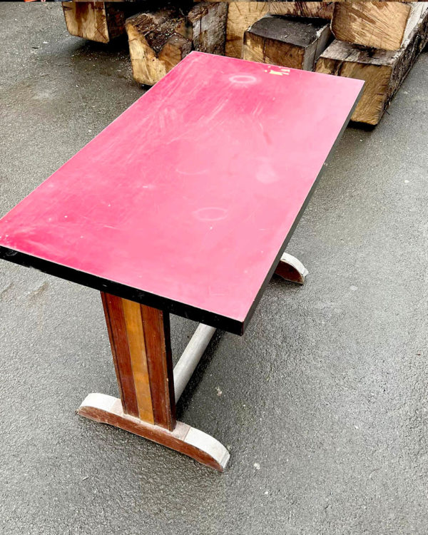 Red Formica table for 4 people