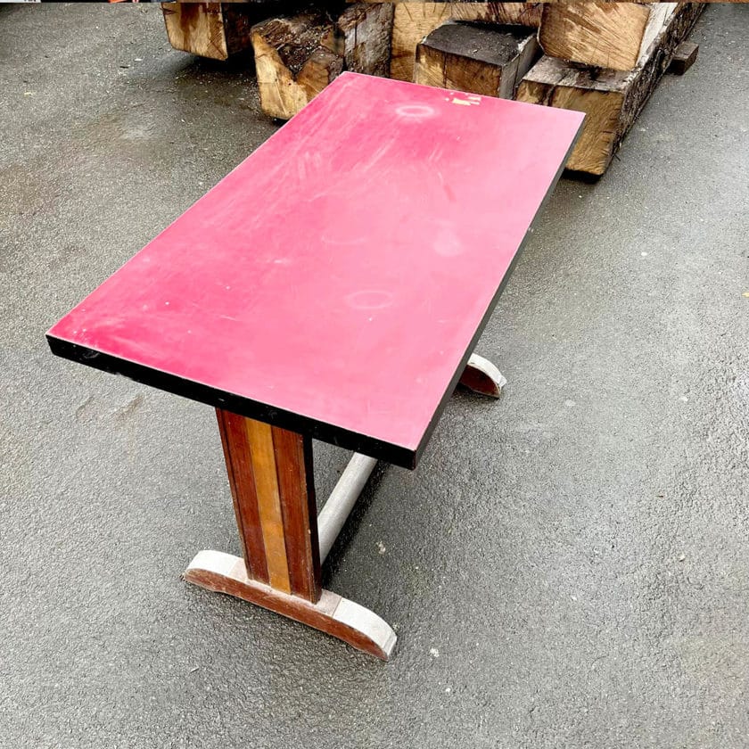 Red Formica table for 4 people