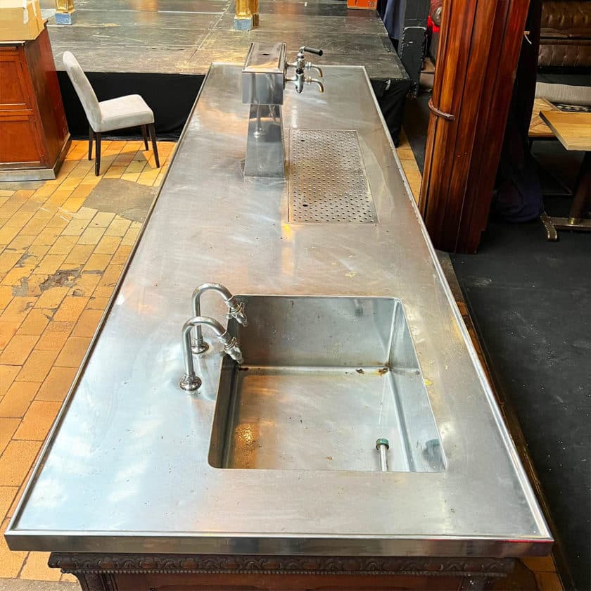 Oak bar counter with stainless steel top top