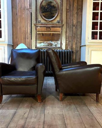 Pair of club side armchairs