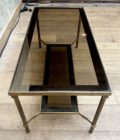 Table basse rectangulaire en Laiton avec bords verre miroir
