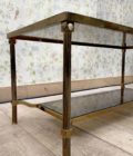 Table basse rectangulaire en Laiton avec bords verre miroir