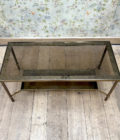 Table basse rectangulaire en Laiton avec bords verre miroir