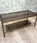 Table basse rectangulaire en Laiton avec bords verre miroir