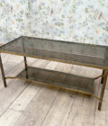 Table basse rectangulaire en Laiton avec bords verre miroir