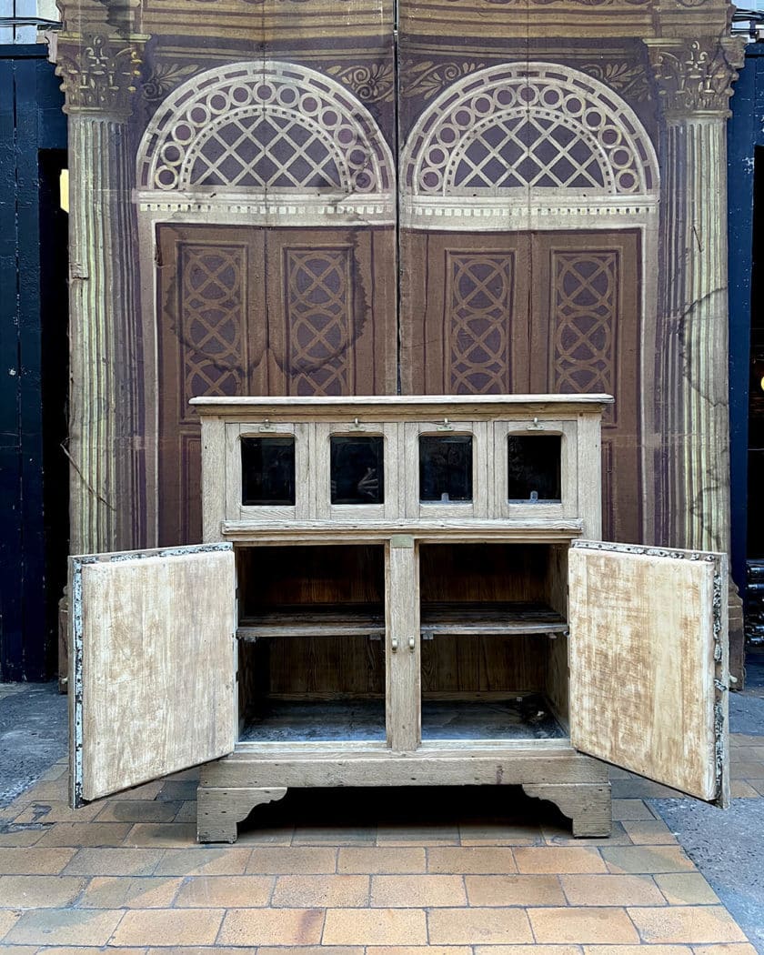 Antique fridge in pickled oak