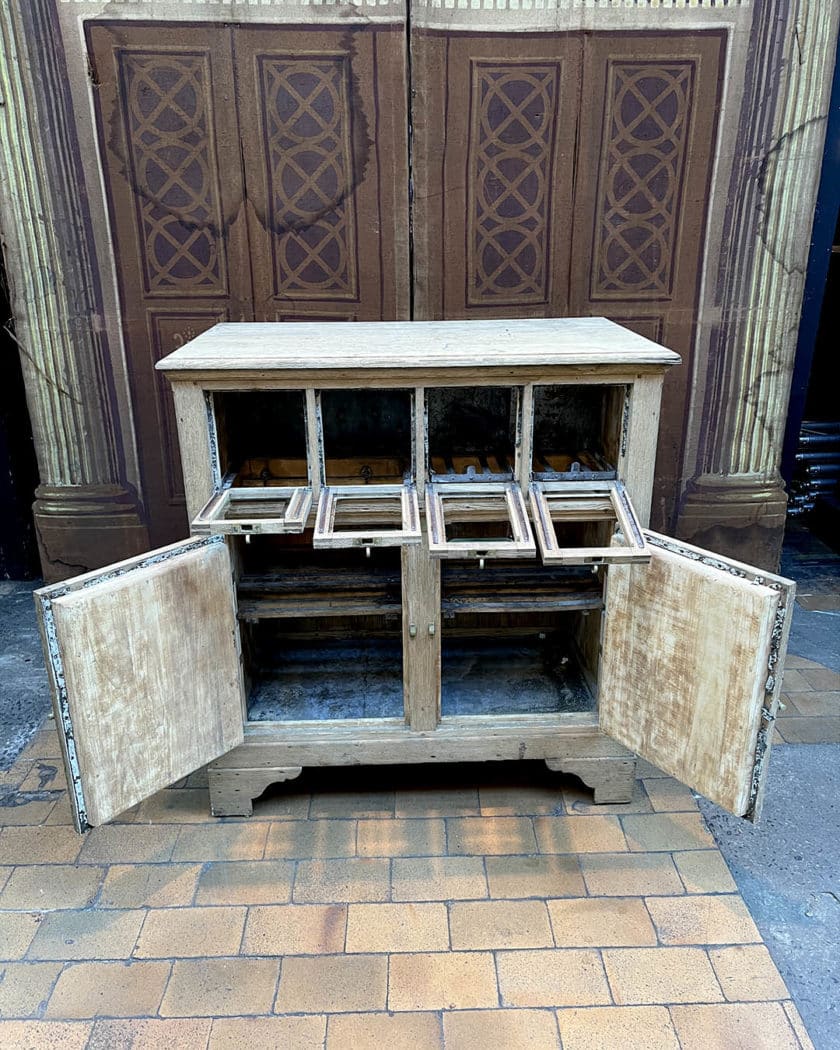 Antique fridge in pickled oak