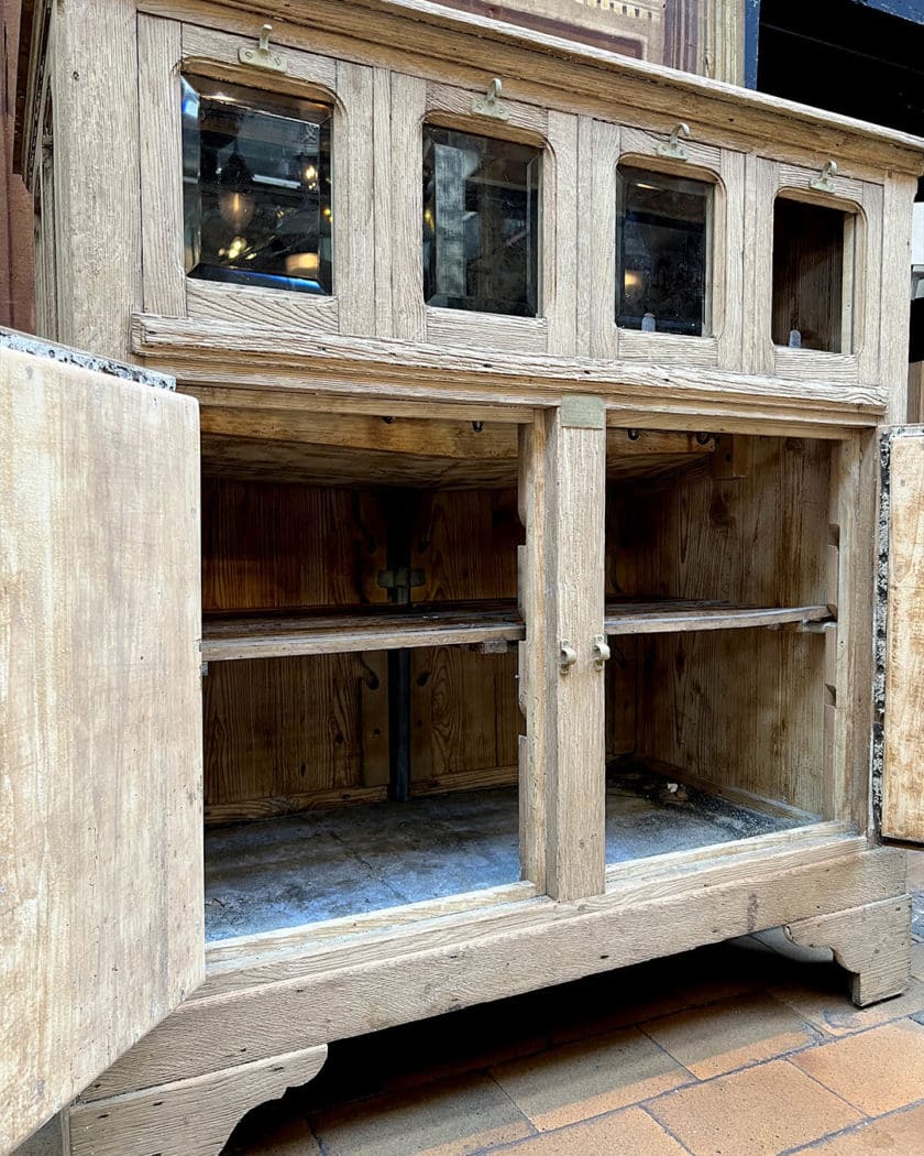 Antique fridge in pickled oak