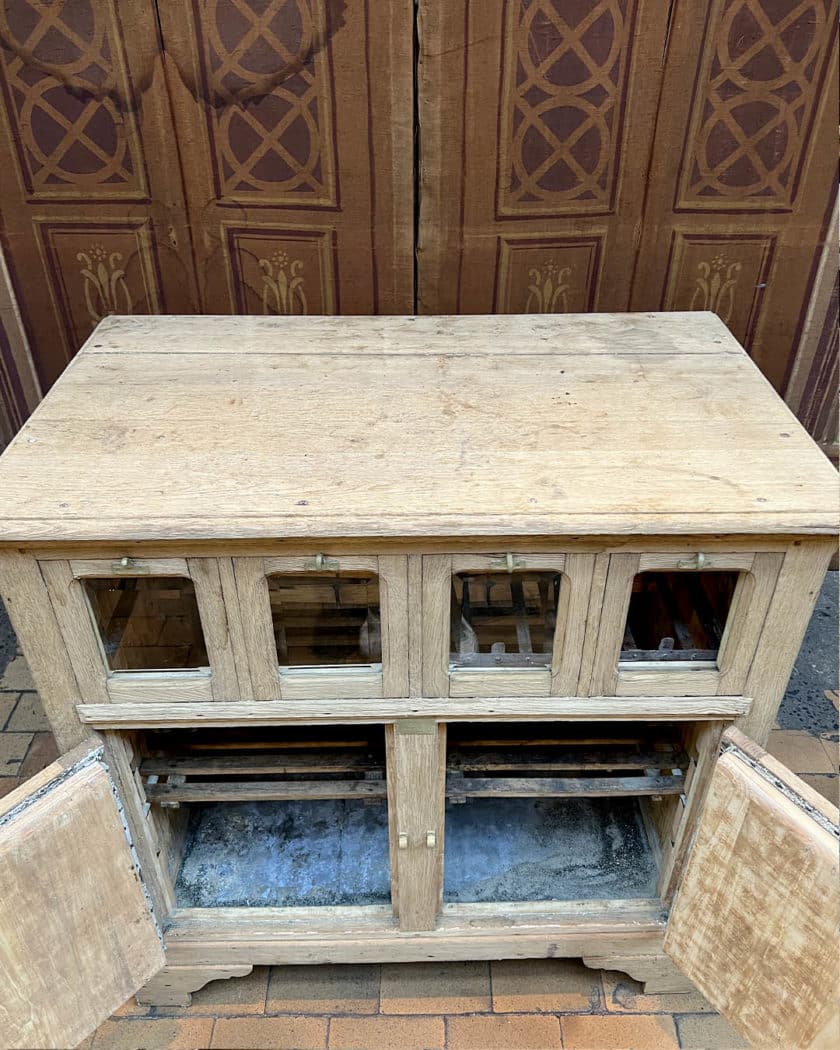 Antique fridge in pickled oak