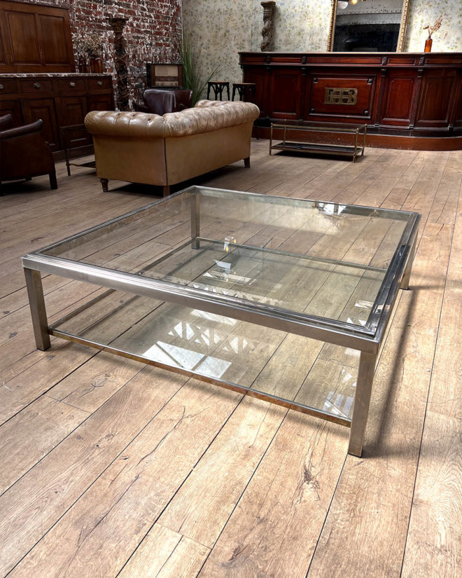 Table basse carrée chromée Romeo Rega