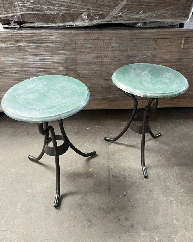 Pair of top pedestal tables