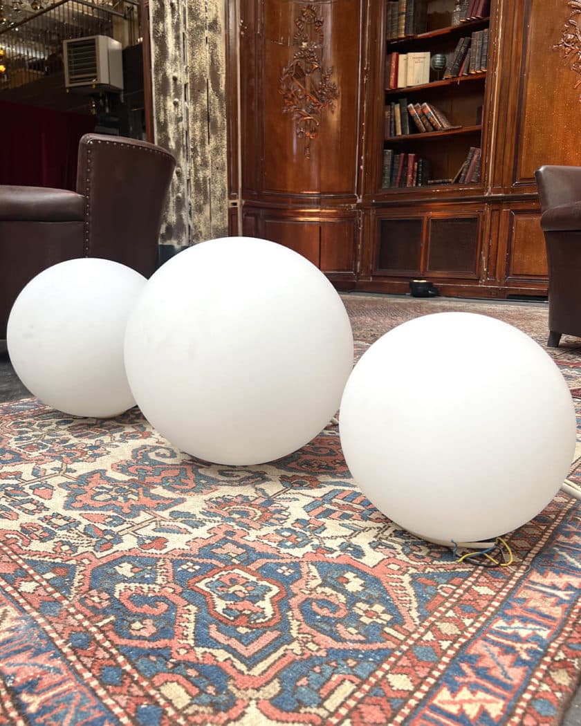 Three large opaline glass lamps