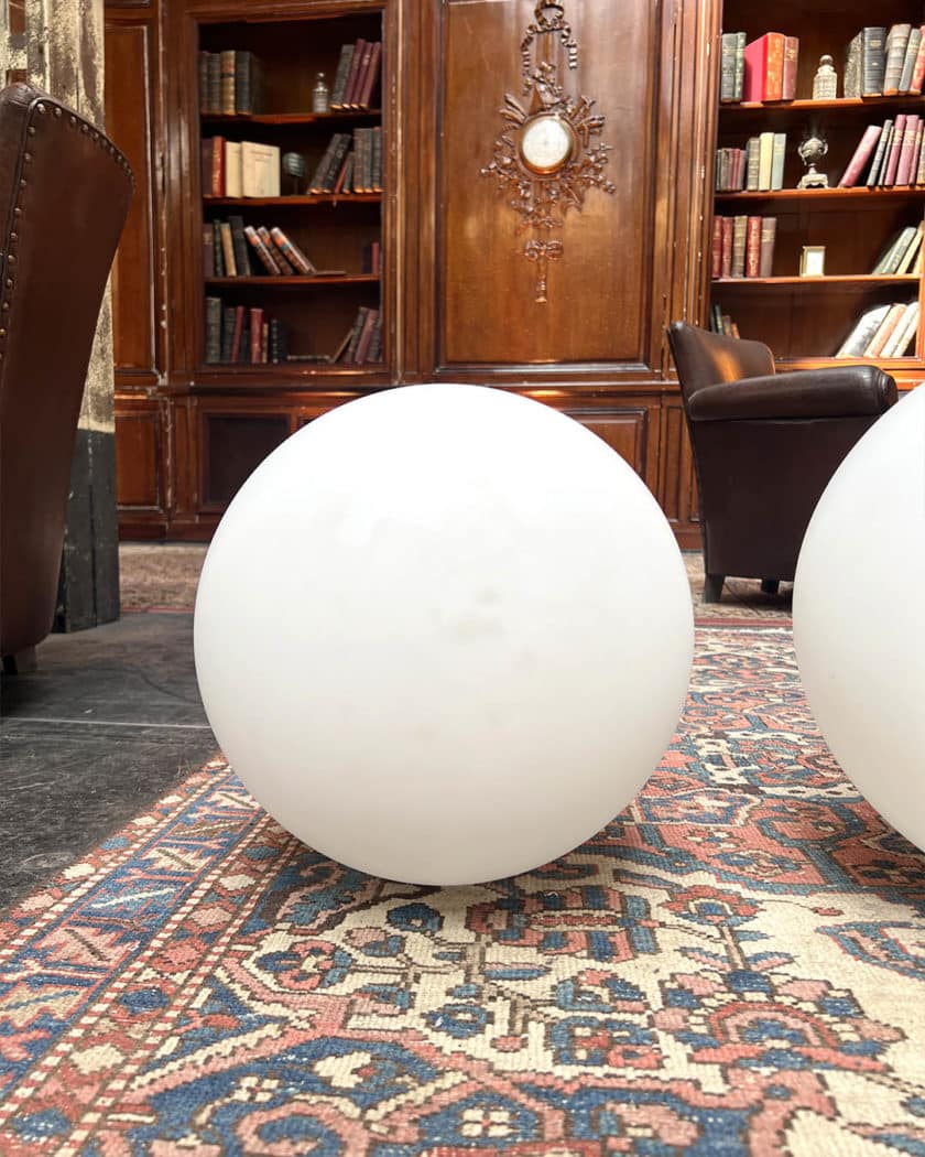 Three large opaline glass lamps