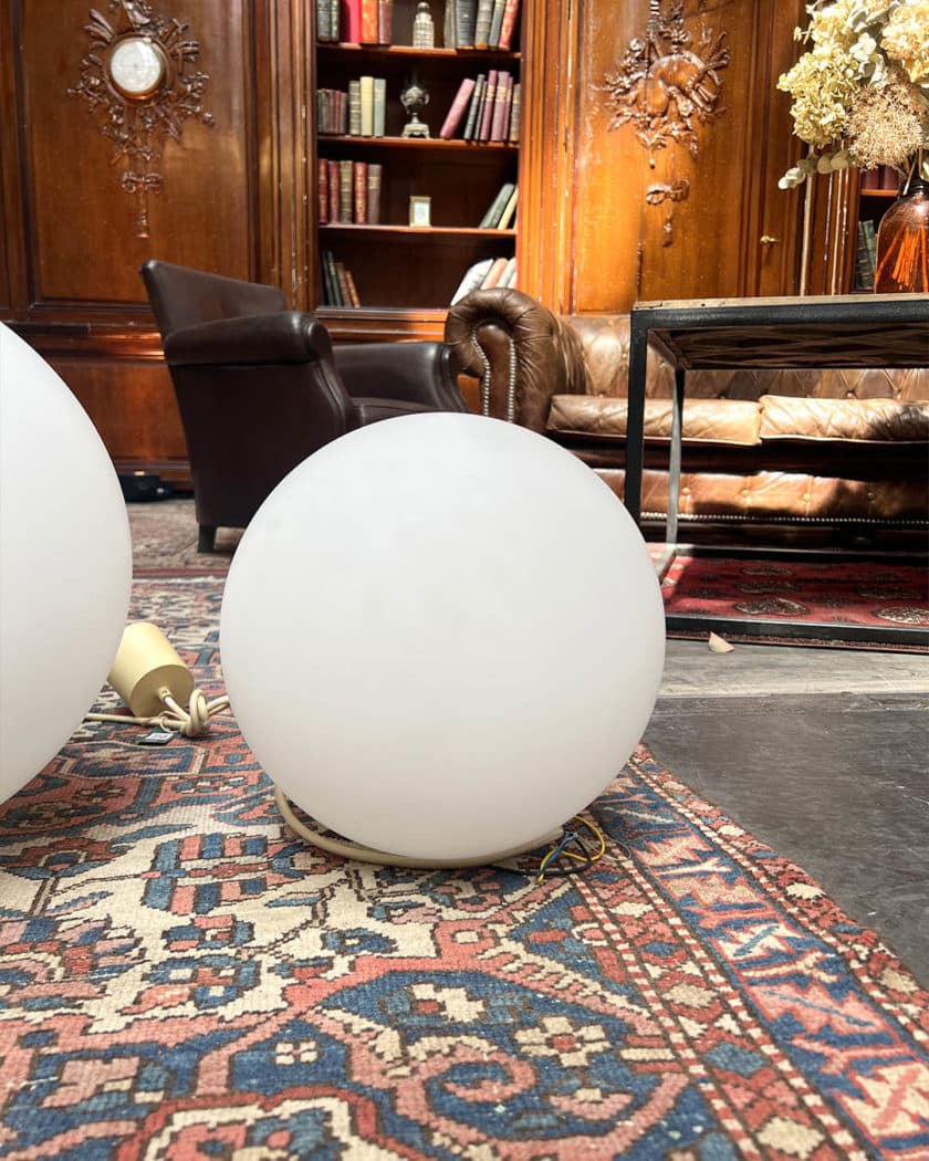 Three large opaline glass lamps