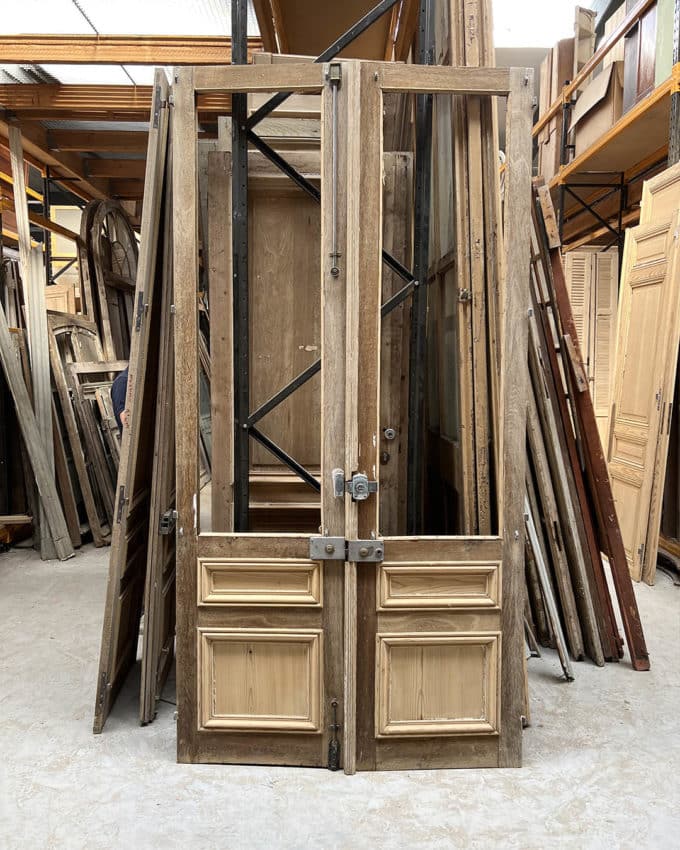 Oak stripped double glass door 140x277cm