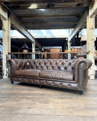 Taupe leather chesterfield sofa