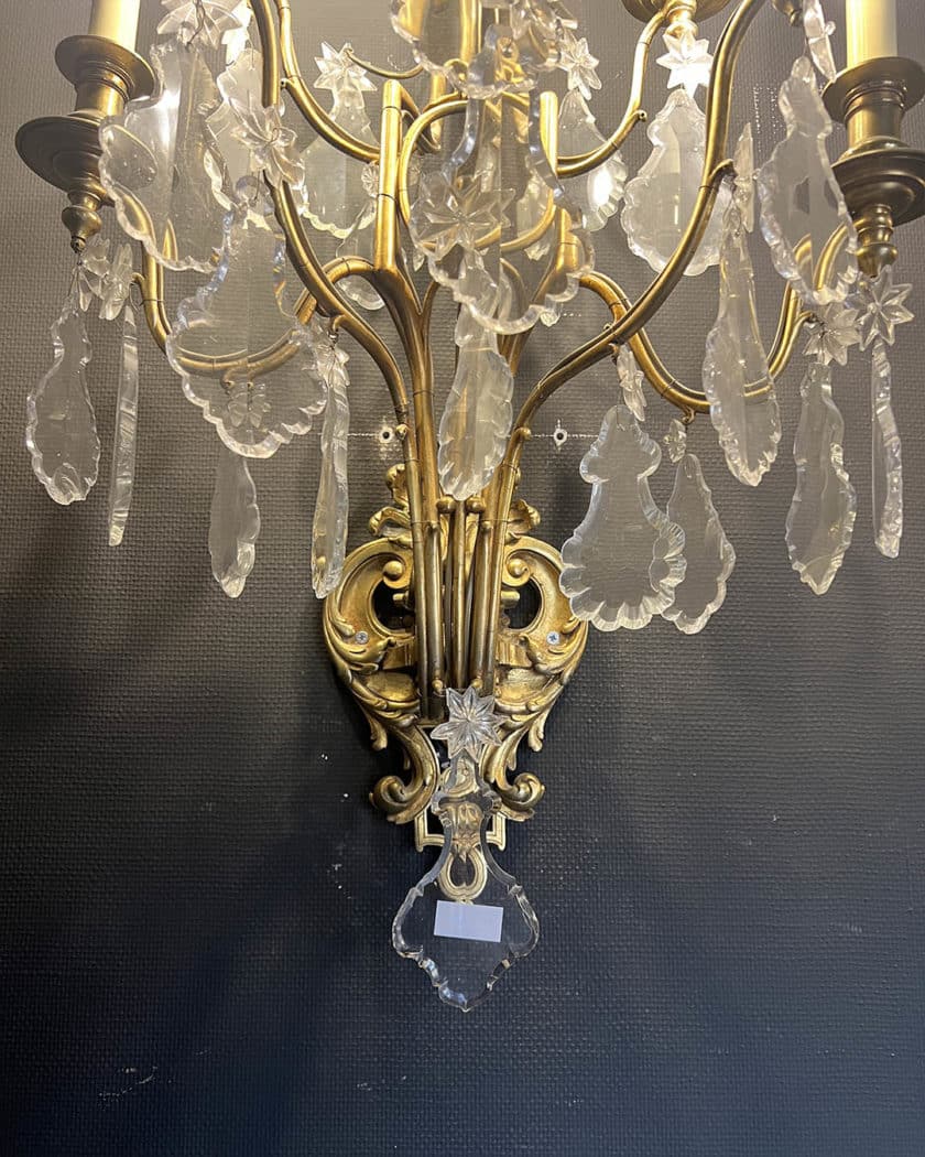 Pair of ormolu and cut-glass sconces