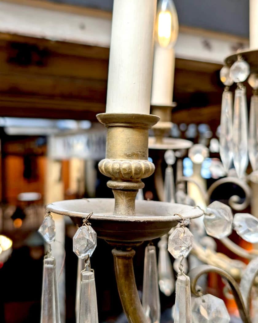 Brass chandelier details
