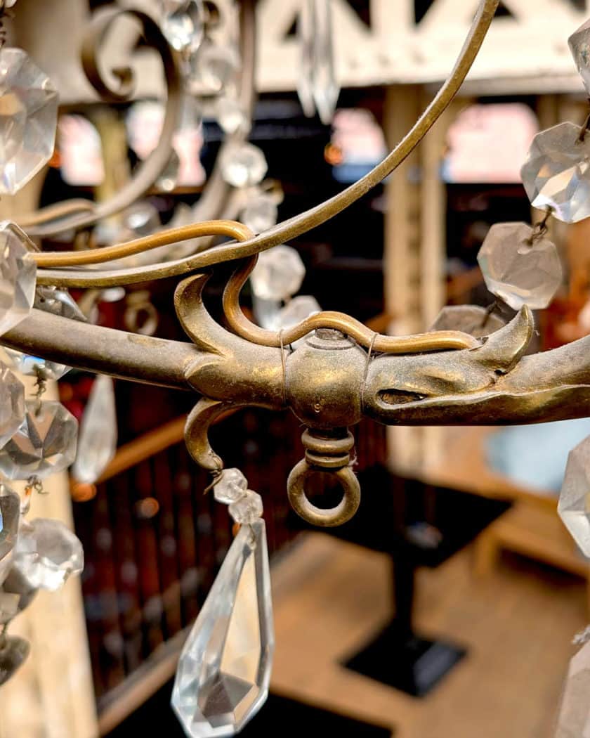 Brass chandelier side