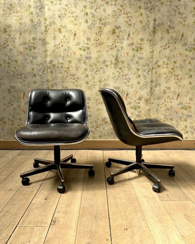Pair of Charles POLLOCK swivel chairs