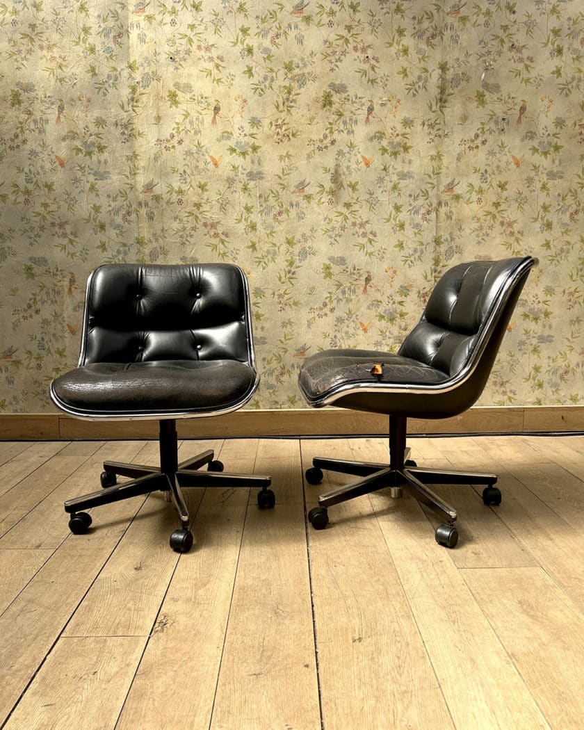 Pair of Charles POLLOCK swivel chairs