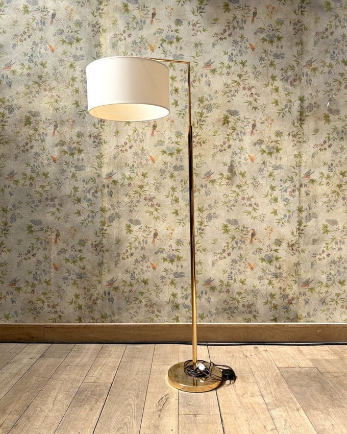 Lampadaire halogène en métal doré
