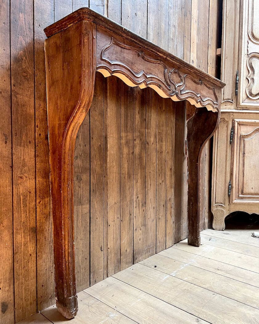 Louis XV style oak mantel down