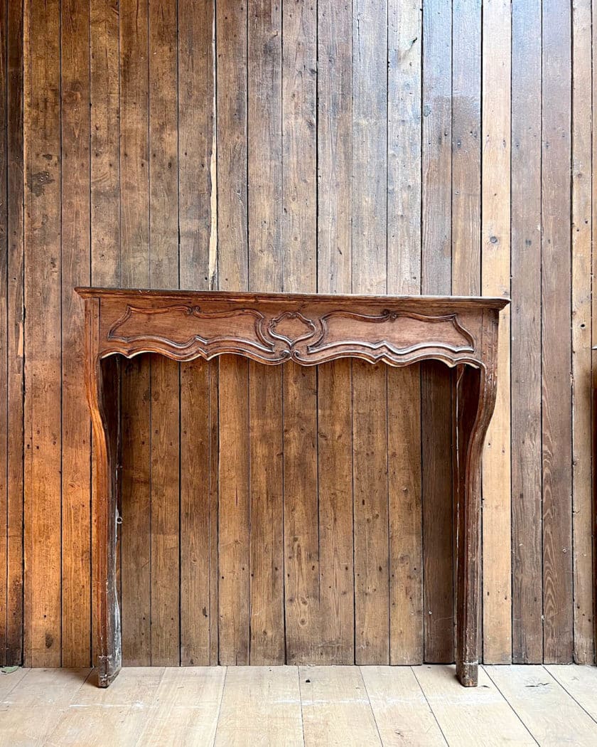 Louis XV style oak mantel front 1